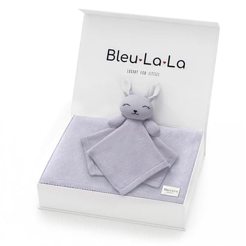 Bleu La La Baby Gift Set - Organic Cotton Newborn Blanket and Lovey Security Blanket Set, Gifts for Baby Girl, Mother to be Gifts, (Lovey - Bunny - Pink)
