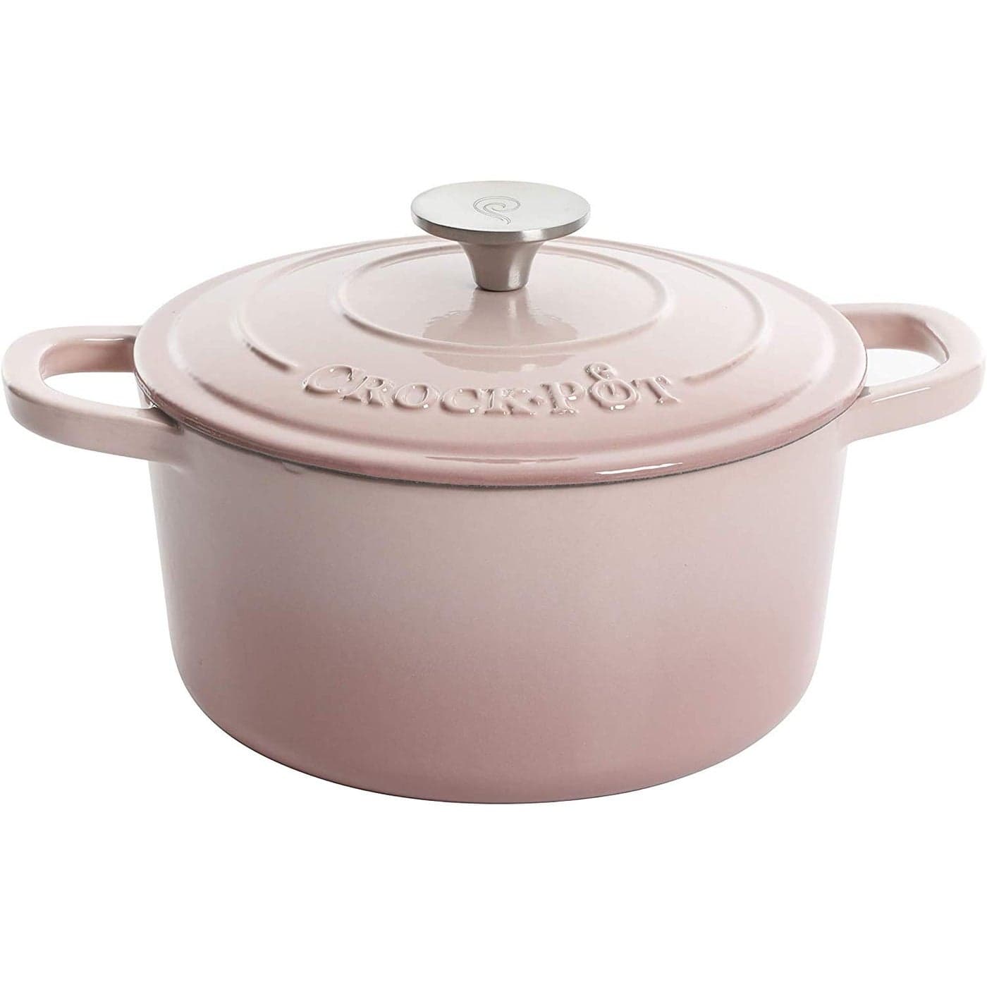 CrockPot Artisan Round Enameled Cast Iron Dutch Oven 5Quart Blush Pink