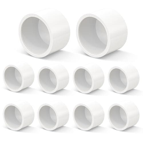 1 inch PVC Fitting End Cap, 10-Pack Pipe Elbow Connectors, Furniture-Grade SCH40 PVC Pipe Fittings for Greenhouse, Frames, Sheds, Pet Beds, Pet Enclosures, Hydroponic and Tent Structures
