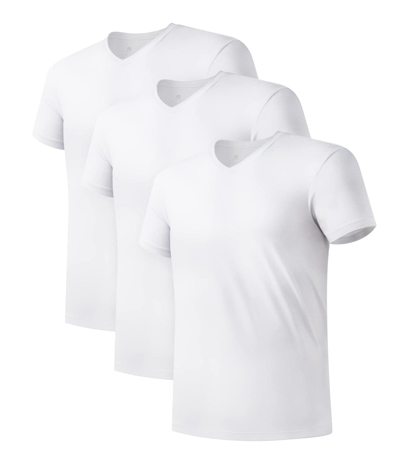 DAVID ARCHY Men's Undershirt Bamboo Rayon Moisture-Wicking White T-Shirts Stretch V-Neck Tees for Men, 3-Pack (M, White)