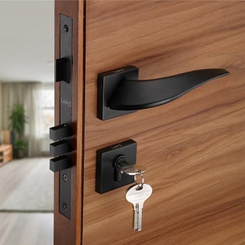 LAPO Mortise Lock for Main Door & Office | 50x85 Lock Body | 70mm Cylinder | Supports Left & Right Door Opening | Fits 30–50mm Door Thickness | 3 Brass Keys | Black Finish | 3 Years Warranty | Ro-139