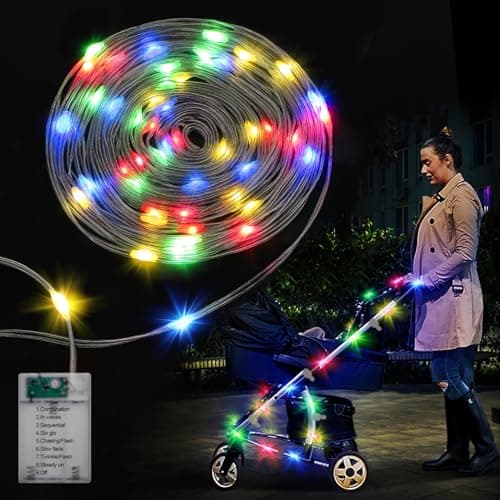 16.4FT Durable Baby Stroller Lights for Walking at Night, Make the Stroller Visible, with Cable Ties, LED Lights for Stroller Accessories Bikes, Multicolor