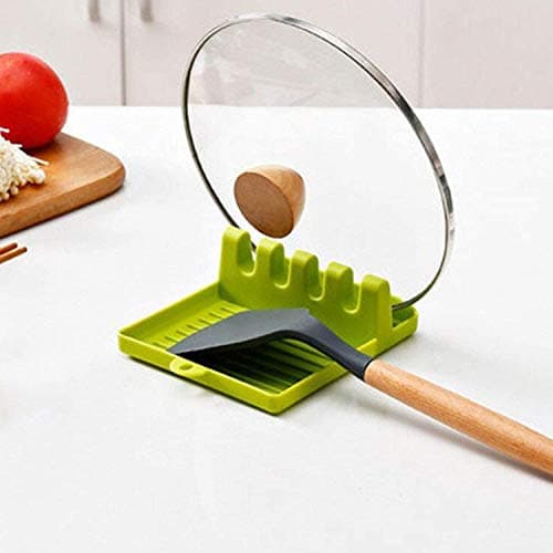 BeFunky Utensil Rest for Stove Top, Spatula/Tongs/Spoon Rest with Drip Pad & Pot Stand, Multifunction Kitchen Spatula Rack with Lid Holder (Green)