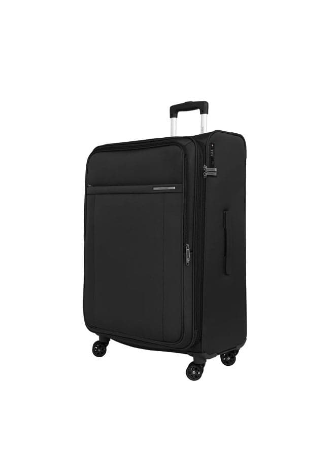 TomCruiser Atlas 24-Inch Soft Luggage – 680D Imitation Nylon with Double PU Coating, TSA Lock, Anti-Theft Zipper, 360° Silent Spinner Wheels, Expandable Design, 2-Year Warranty – Black