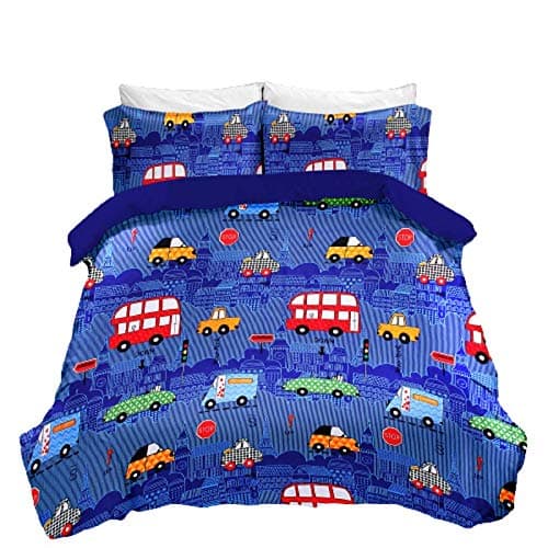 MORADO® Super Soft Glace Cotton 144 TC Kids Print Double Bedsheet with 2 Pillow Covers-Dark Blue