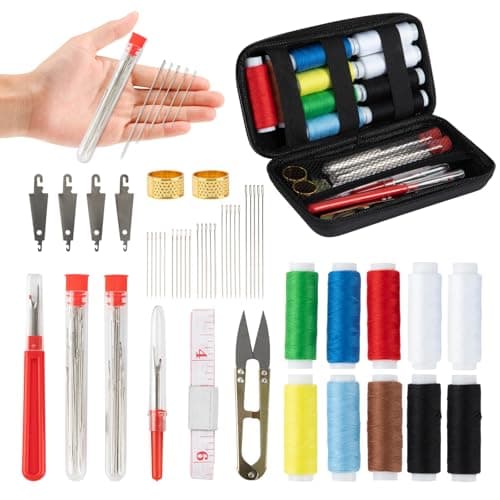 72Pcs Sewing Kit for Adults Stainless Steel Needles for Hand SewingBig Eye Steel Sewing Needles Kit with Thread Ripper Needle Threaders Threads and Thimbles