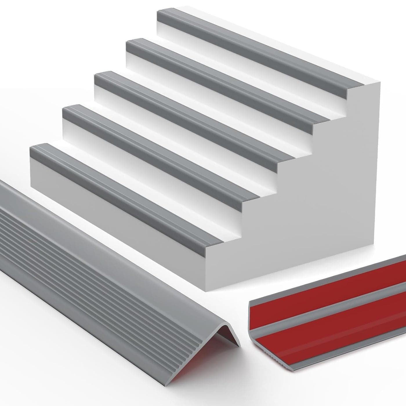 Drofail Stair Edge Protector Self Adhesive Stair Edge ProtectorAntiSlip Stair Corner Trim Rubber Strips for Outdoor Indoor Staircases Uses Grey