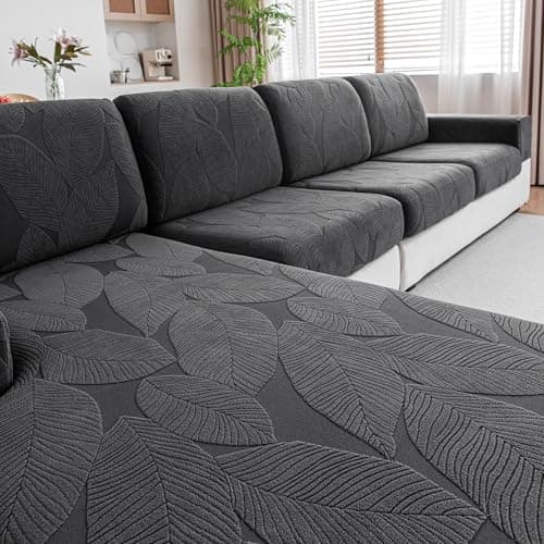 QIANMEW Couch Covers for Sectional Sofa, Washable Stretch Soft Sofa Cushion Covers L Shape Sofa Slipcovers Anti Slip Furniture Decor Protector for Pets (1PC Loveseat Cushion Cover,Dark Gray)