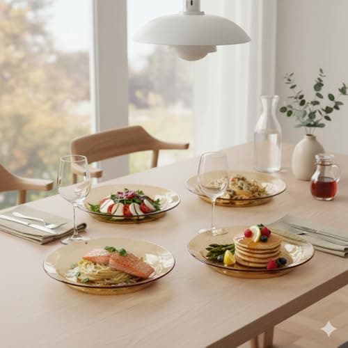 The Better Home Borosilicate Glass Dinner Set of 4 Plates | Home Crockery for Dining | Microwave Dishwasher Safe | Dinner Plates for Festive Occasions/Parties | Transparent