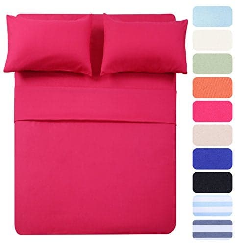 Best Season Microfiber Deep Pocket/Soft, 1800 Thread Count, 4-Piece Bed Sheet Set (1 Flat, 1 Fitted Sheet, 2 Pillow Covers), Full, Hot Pink