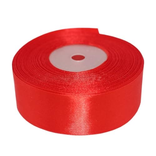 Model Worker 112 Wide Solid Single Face Satin Ribbon 50 Yards for Wedding Details Sewing Projects Gift Wrapping Invitation Embellishments and Crafting Projects Red