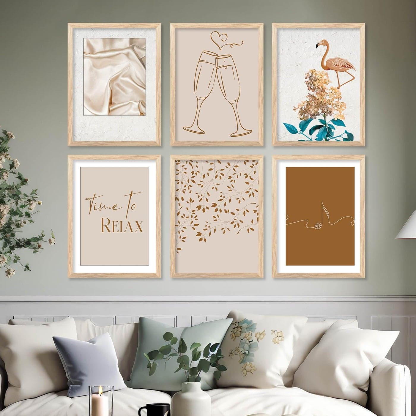 walllane Boho Abstract Gallery Wall Art Flower Line Art For Wall Hanging Frames Boho Wall Pster With Frames Home Decor 10x13 inch A