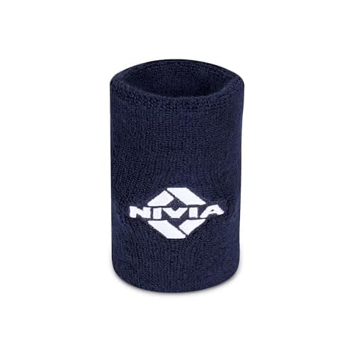 Nivia Sweatband for Men & Women, Wristbands for Tennis, Basketball, Running, Sweat Band for Gym & Athletes (Large, Navy)