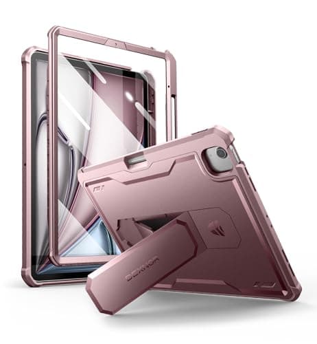 Dexnor for iPad Air 13 Inch Case 20252024 M3M2 with Pencil Holder Builtin Screen Protector MultiAngle Kickstand Heavy Duty Shockproof Full Body Protective Cover for iPad Air 13 Pink