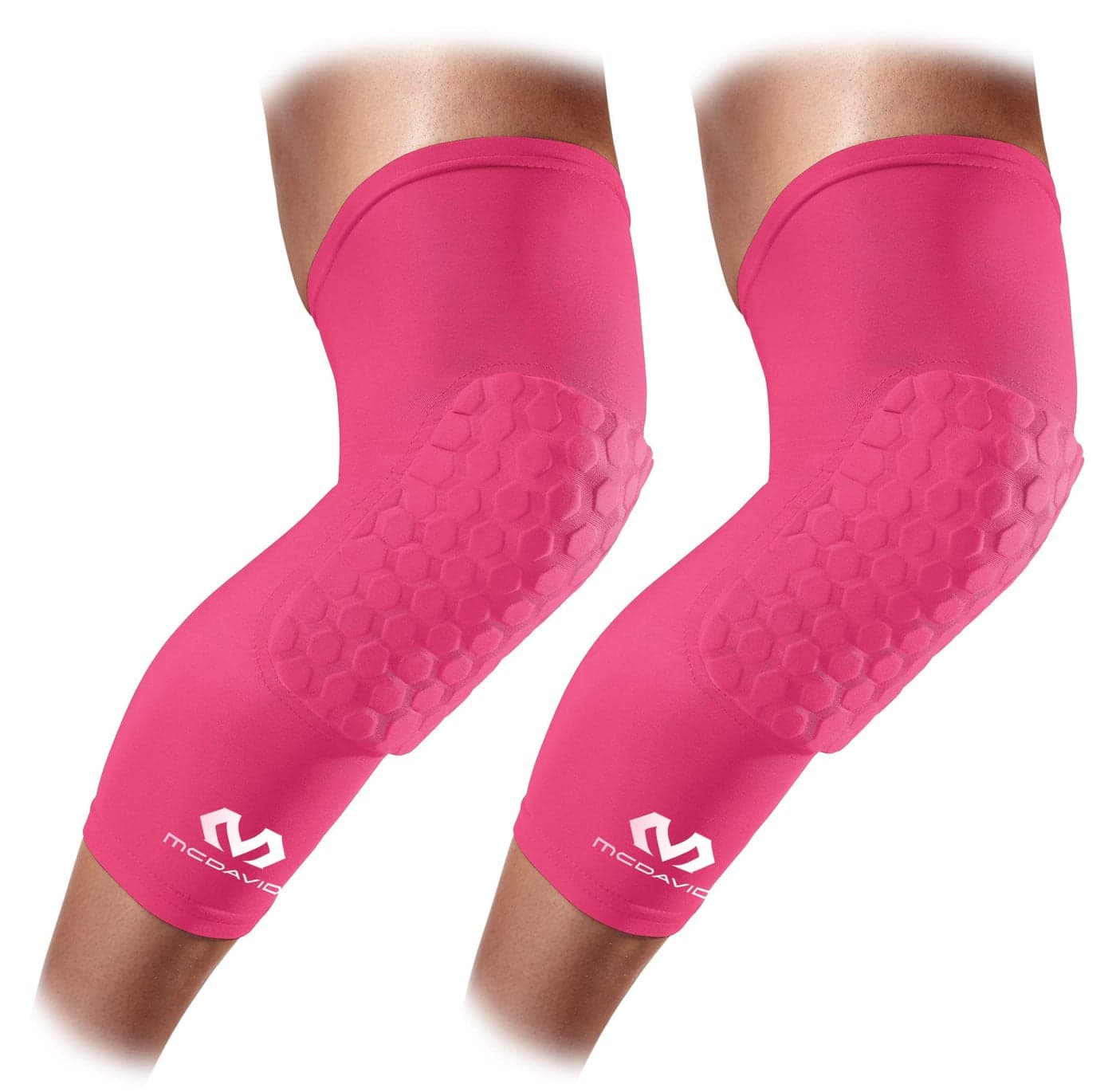 McDavid Hex Knee Compression Sleeves, Pull-On Padded Protection, Moisture Wicking (1 Pair)