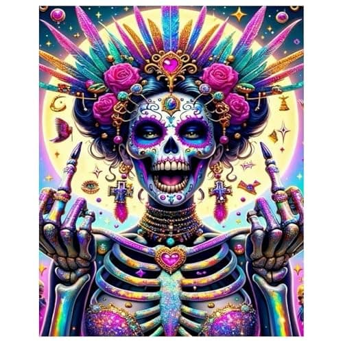 hkejoi Skeleton Paint by Numbers Kit for Adults Beginners Skull Paint by Number for Adults Painting by Number DIY Crafts Acrylic for Gift Home Decor 16x20 in