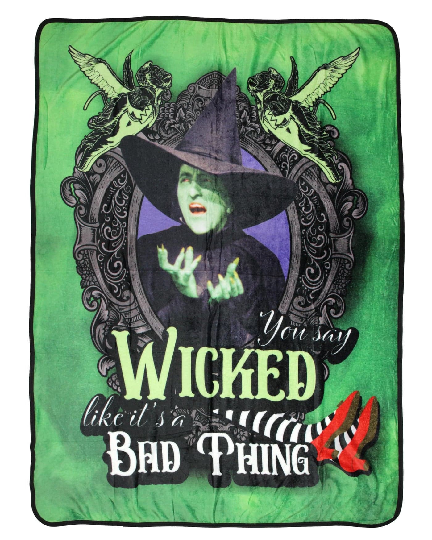 Wizard of Oz Wicked Witch Portrait Ruby Slippers Throw Blanket 46 x 60 Cozy Soft Fleece Throw Blanket for Bed Couch