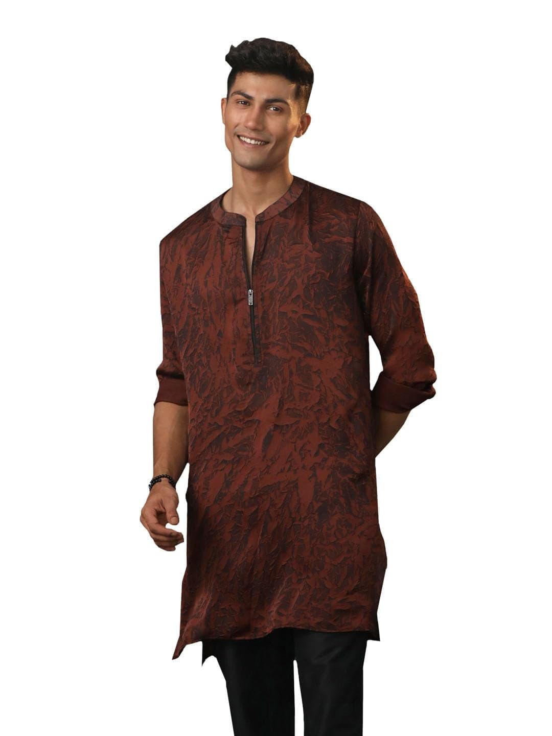 VASTRAMAY Men's Coffe Cotton Blend Kurta_VASMK310CO_36