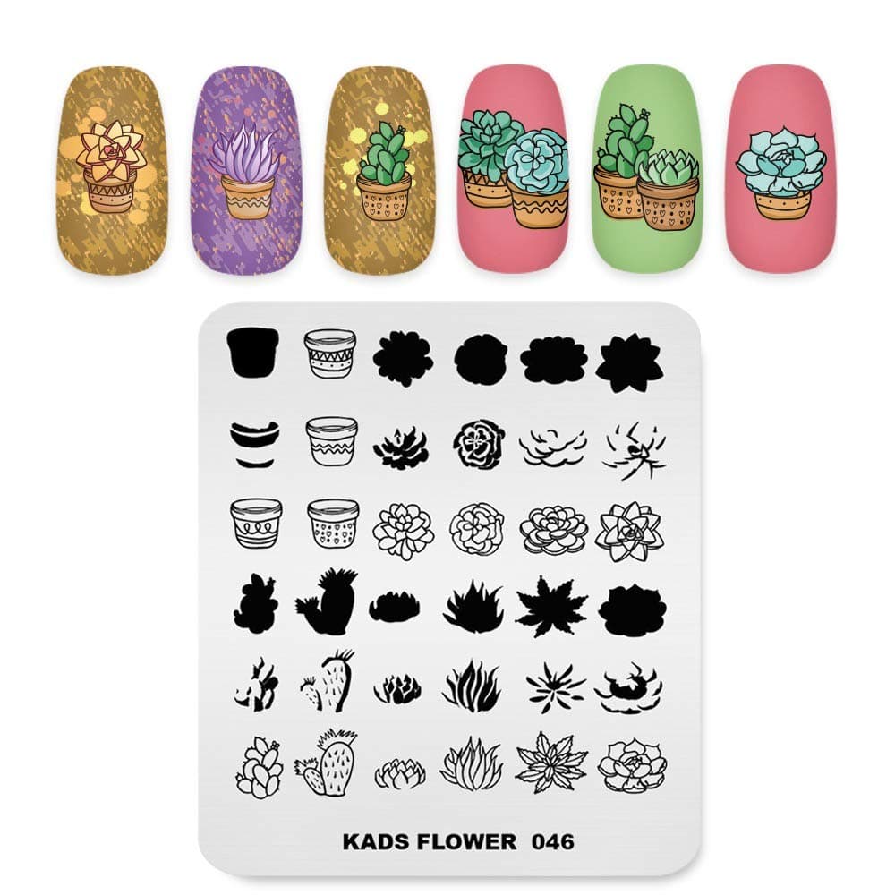 KADS New Nail Stamping Plate Flower Nature Nail Art Stamp Template DIY Image Template Manicure Stamping Plate Stencil Tools FL046