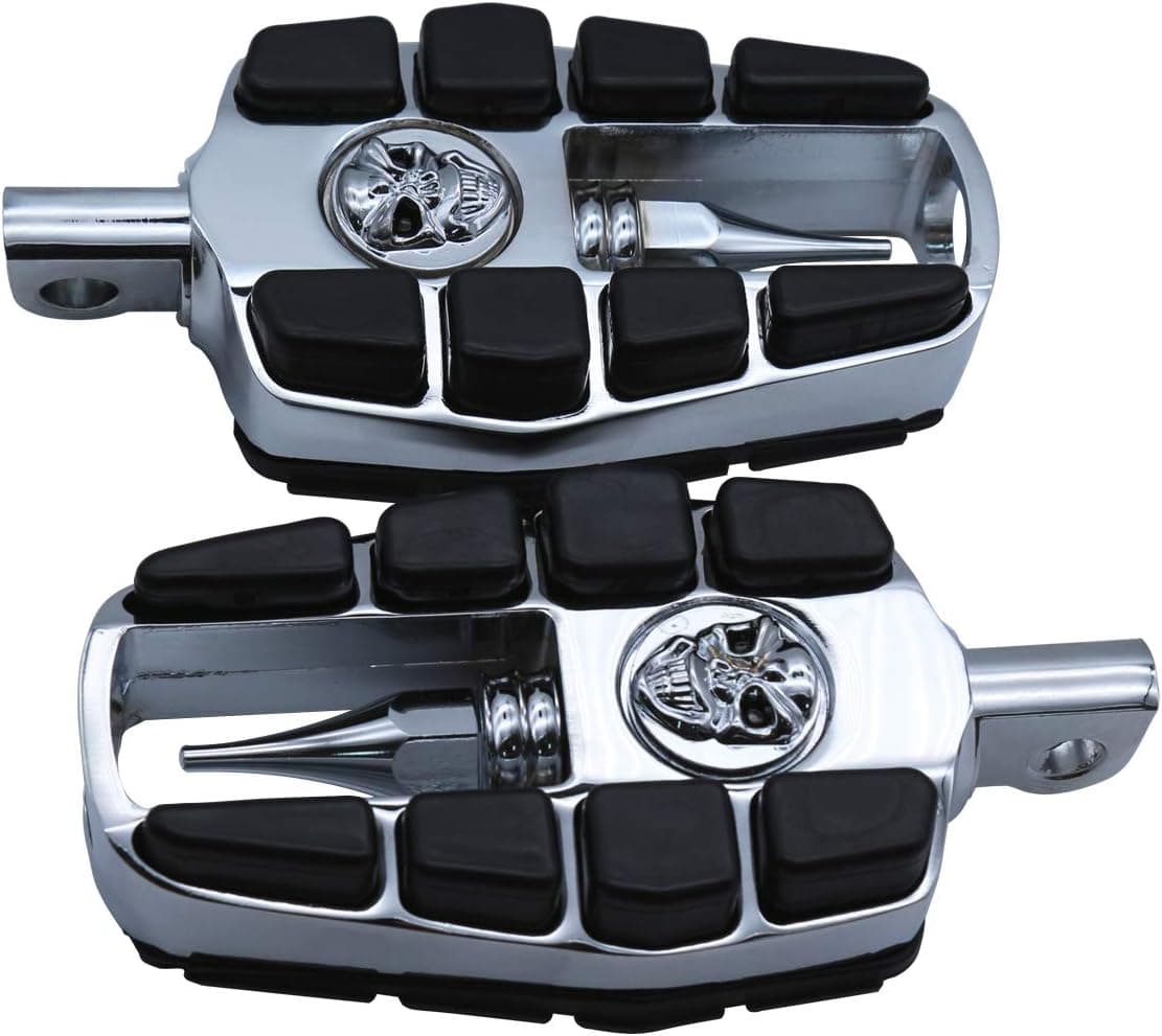 FATECIM Motorcycle Skull Mini Floorboards Foot Pegs Pedals Rests with Male Mount Adapters for Harley