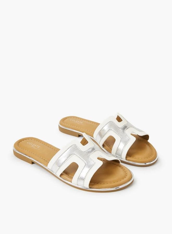 Women Panel Detail Flat Sandals — 40