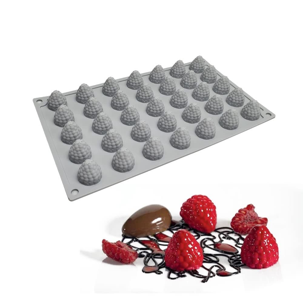 mostsom 35Cavity 3D Raspberry Silicone Mold for Fondant Chocolate Candy Gum Paste Polymer Clay Resin Kitchen Baking Sugar Craft Cake Cupcake Decorating Tools Raspberry D