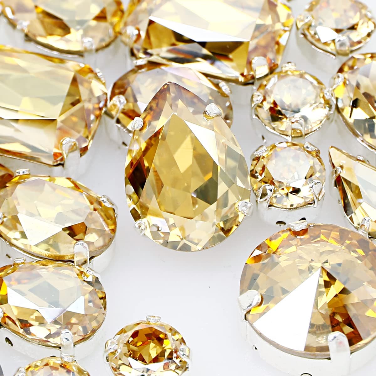 DONGZHOU Sew On Rhinestones Sewing Rhinestone with Claw Setting K9 Crystal Gems Flatback Fancy Stone for Jewelry Making DIY Crafts Clothes Wedding Decoration Shoes Mixed Shapes 82pcs 140