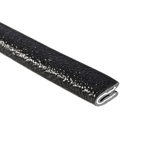 TRIMLOK Edge Trim Fits 116Inch Edge 38Inch Leg Length 25Foot Length Single Gripping Finger Black Pebble Finish Flexible PVC Construction Plywood Glass and Sheet Metal Edge Protector