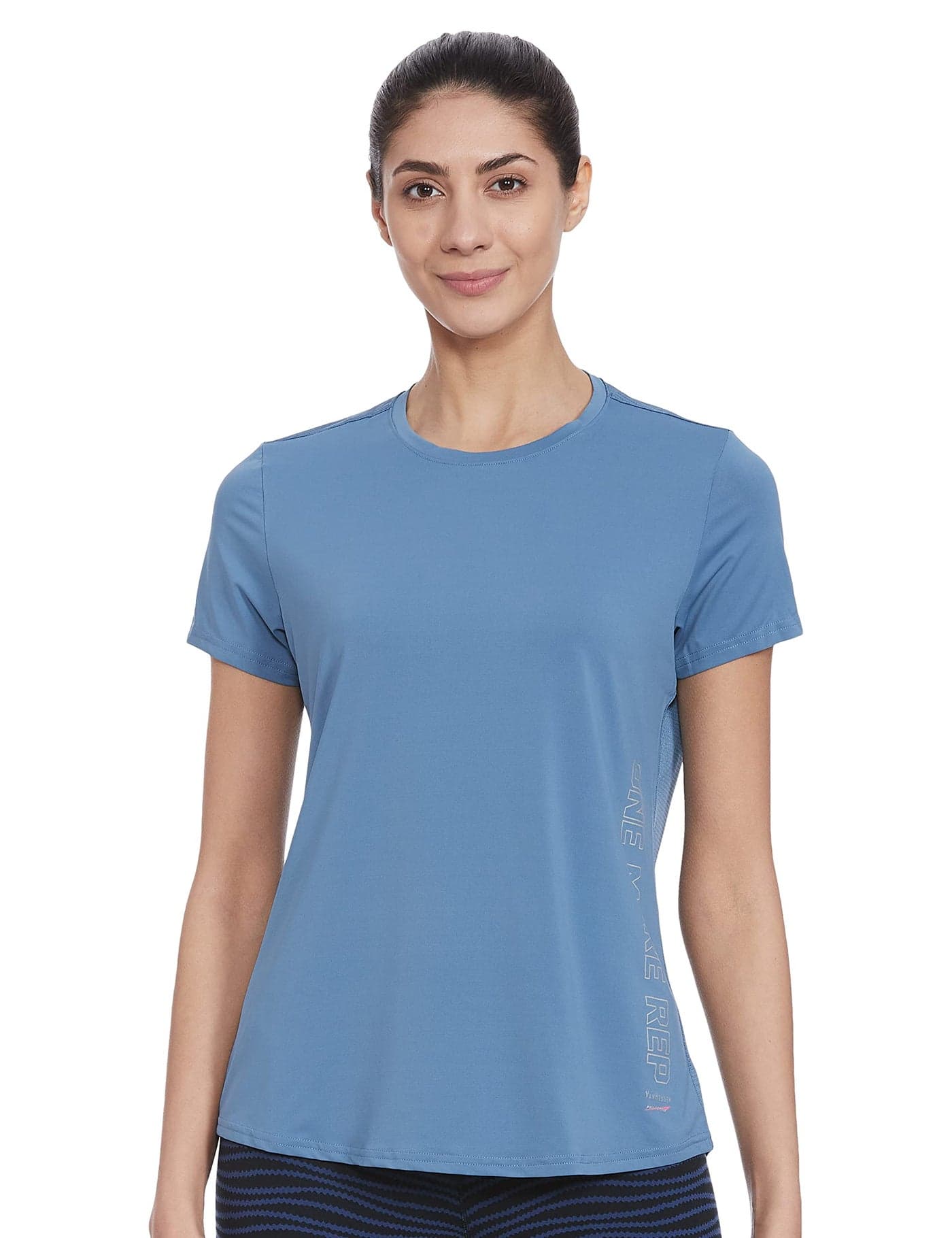 Van Heusen Women's Regular Fit Proactive Anti Bacterial T-Shirt - Round Neck, Moisture Wicking, Short Sleeve_88402_Slate_Xl