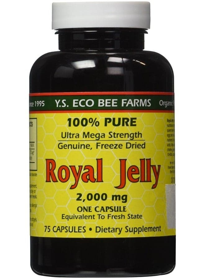 100% Pure Freeze Dried Fresh Royal Jelly - 2000 mg YS Eco Bee Farms 75 Caps
