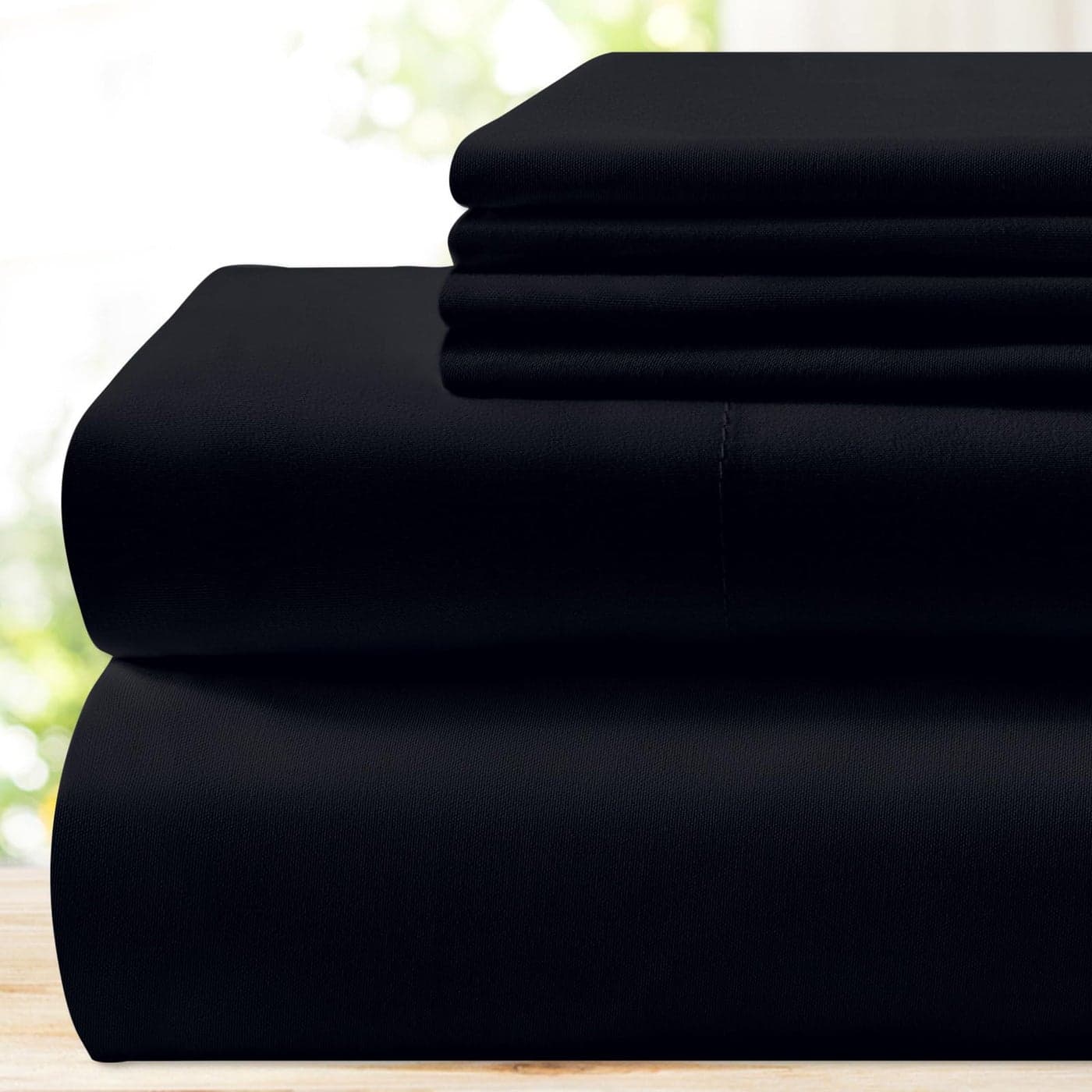 BYSURE 6 Pieces Bed Sheets SetKing Black 1800 Thread Count Super Soft 100 Microfiber Sheets with Deep Pockets Wrinkle Fade Resistant Bedding