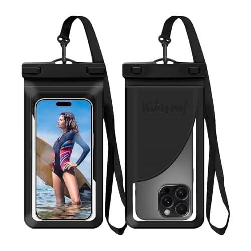 Vsagier Waterproof Phone Pouch, with Interior Card Pocket, Large Waterproof Phone Case for iPhone 17 16 15 14 Pro Max, IPX8 Lightweight Cellphone Dry Bag, Beach Cruise Ship Essential,1 Pack-Black-8.3″