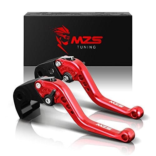 MZS Red Motorcycle Brake Clutch Levers Adjustable Short Compatible with GROM MSX125 14-25 / CBR500R CB500F CB500X 13-21 / Monkey 18-25 / CB300R 18-25 / CBR300R CB300F 14-22 / CBR250R 11-15