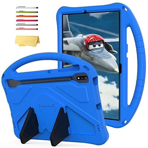 UUcovers Kids Case for Galaxy Tab S9 Plus/Tab S9 FE Plus 2023/Tab S7 FE 5G 2021/Tab S8 Plus 2022/Tab S7 Plus 2020 12.4 inch with S Pen Holder/Handle Stand Cover for Tab S9 FE+/S7 FE/S9+/S8+/S7+, Blue