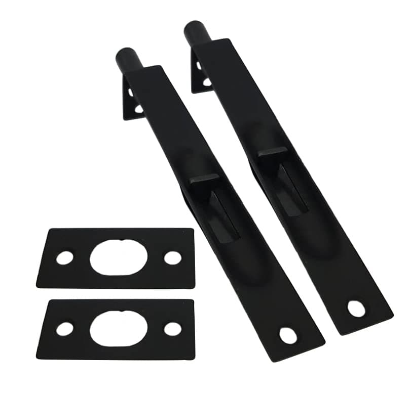 QCAA Solid Brass Flush Bolt, 6", Solid Brass, Square, Matte Black, 2 Pack, Made in Taiwan