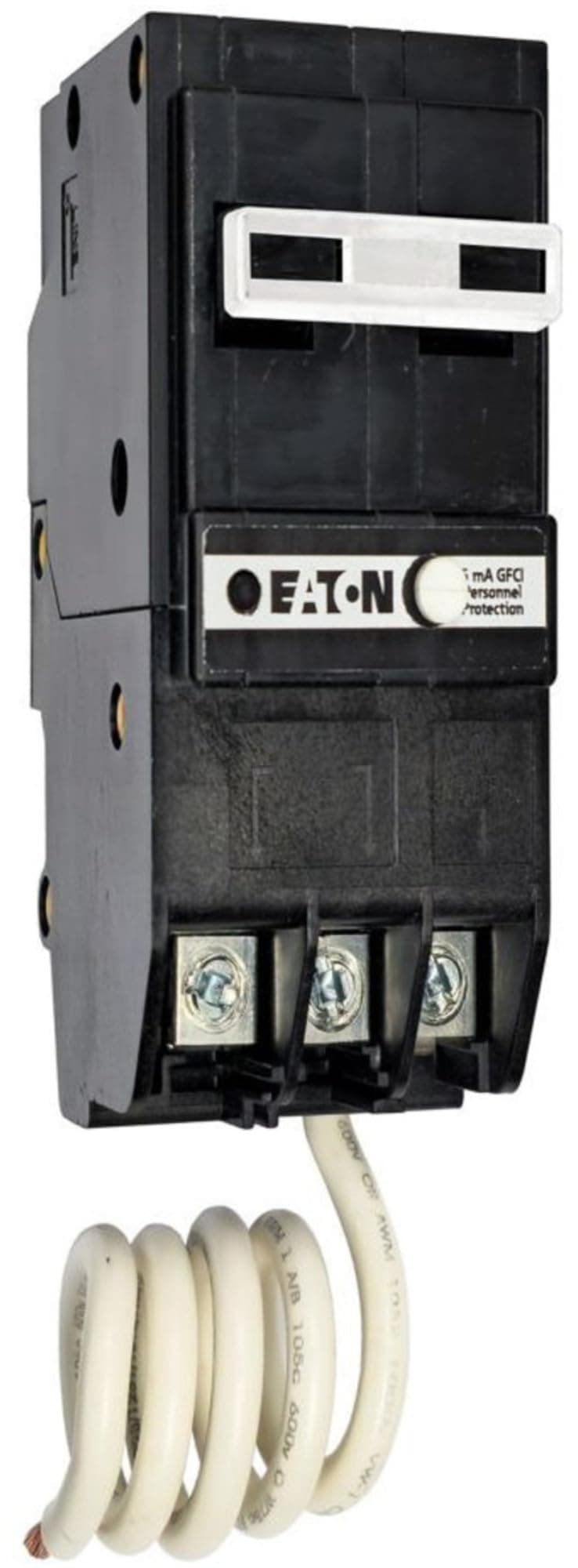 Eaton BRN250GF BR GFCI Circuit Breaker, Ground Fault, Pigtail Neutral, 50 A, 10 KAIC, Two-Pole, 120/240 V, Black