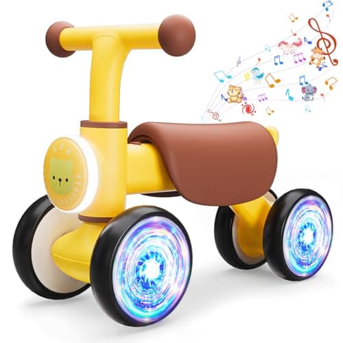 Balance Bike Toys for 1 Year Old Boy Toddler Toys for 1 Year Old Girls Gifts Toddler Bike with Colorful Glow Wheel Soft Music Cute Animal Sound One Year Old Birthday Gifts