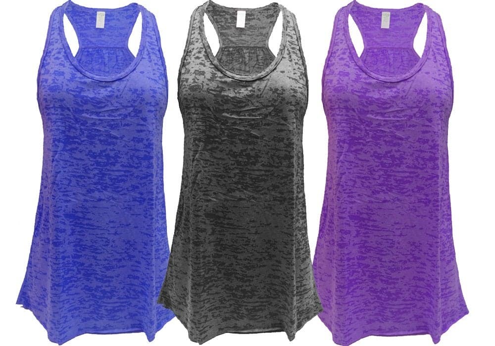 Epic MMA Gear Flowy Racerback Tank Top Burnout Colors Regular and Plus Sizes Pack of 3 XL RoyalBlackPurple