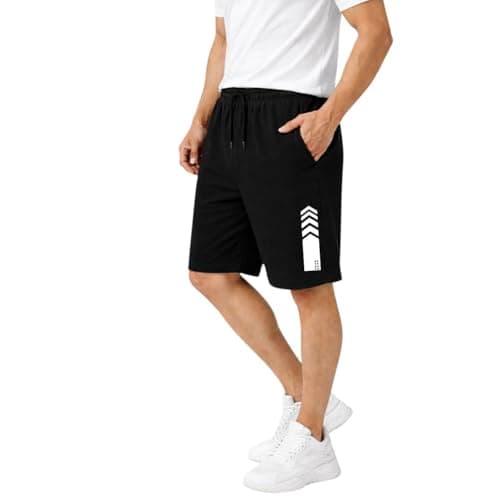 KART BLACK Plus Sizes Men's Cotton Knee Length Shorts Casual and Night Wear Mens Shorts (4XL, BlackWhitestipe)