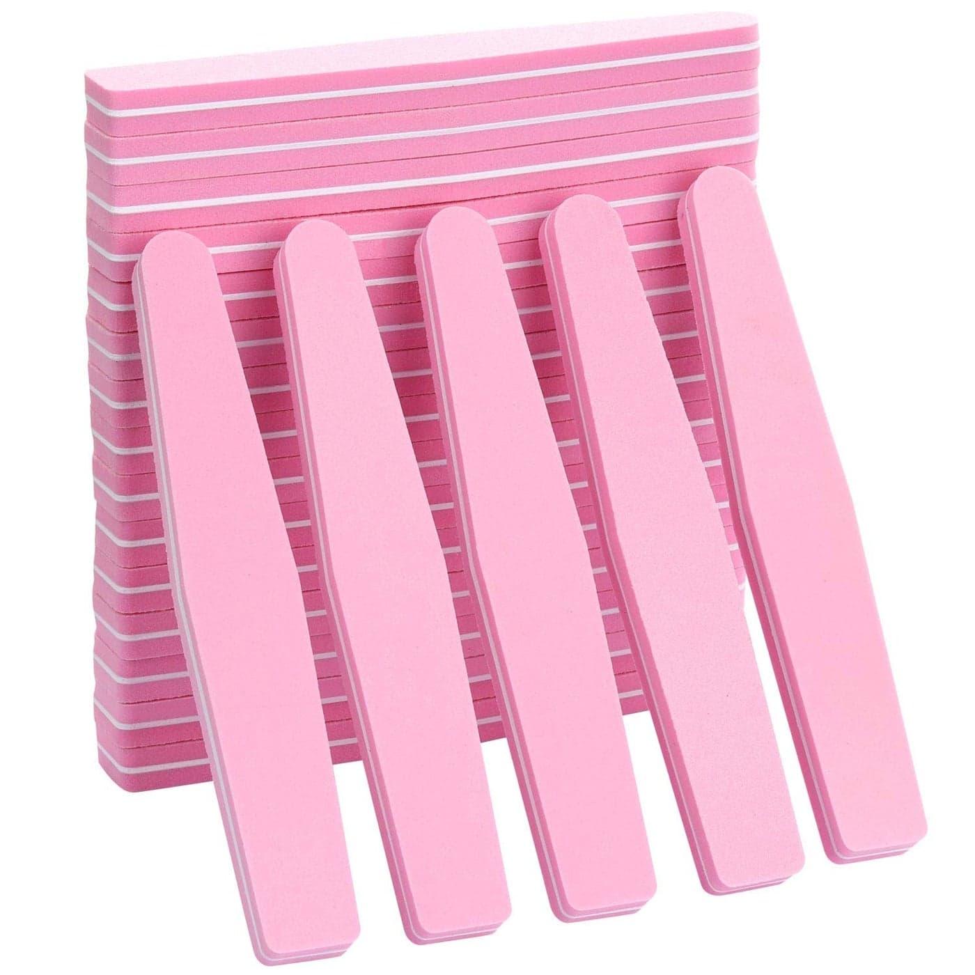 20Pcs Nail Buffers Block Files Sponge Washable Double Sided 100180 Sanding Buffing File for Acrylic Nails Pink
