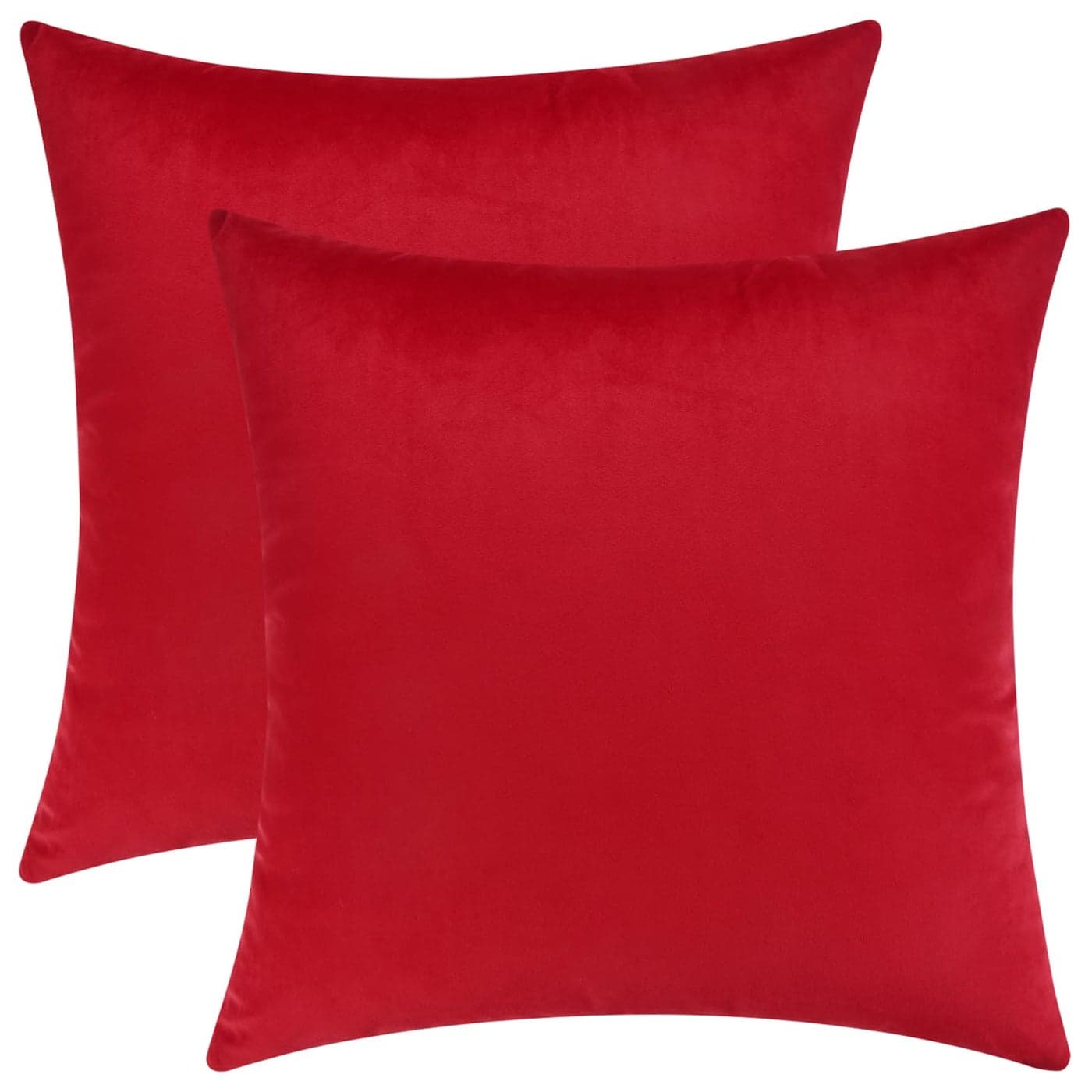 Mixhug Decorative Throw Pillow Covers Velvet Cushion Covers Solid Throw Pillow Cases for Couch and Bed Red 16 x 16 Inches Set of 2