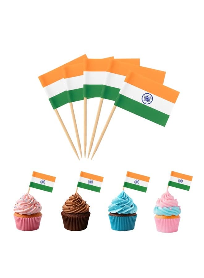 India Republic Day Cake Topper - Double-Sided Cake Topper Toothpicks Indian Flag - Perfect for Republic Day Celebrations - Party Favors