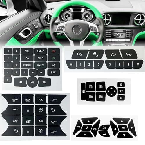 NPSNGSJY Car Interior Stickers Button Decals Fit for Mercedes Benz W172 W204 W212 W218 W207 GLK350 C Class CLS C218 SLK Steering Wheel AC Window Radio Number Door Air Conditioner Repair Sticker