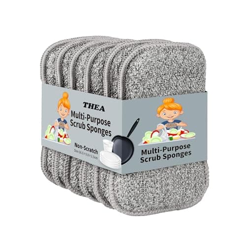 THEA Innovative Multi-Purpose Scrub Sponge Pad,Non-Scratch Microfiber Reusable Sponges,Heavy Duty Scrubber for Cleaning Dishes Non-Scratch Microfiber Sponge,Effortless Cleaning of Kitchen (Pack of10)