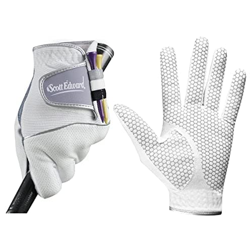 Scott Edward Golf Glove, No-Slip, Breathable, Soft, Worn on Left Hand. White/Black (Medium, White)