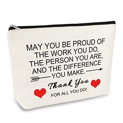Thank You Gifts for Women Appreciation Gift Makeup Bag Thank You Gift for Employee Volunteer Nurse Teacher Coworker Friend Inspirational Encouragement Gifts Thanksgiving Cosmetic Bag Toiletry Pouch