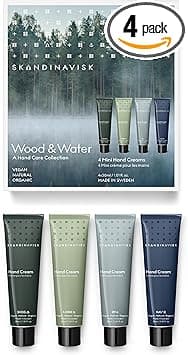 Skandinavisk Wood Water Giftset of 4 Mini Handcreams SKOG Forest FJORD Y Island and HAV Sea Vegan Formula 30 ml x 4