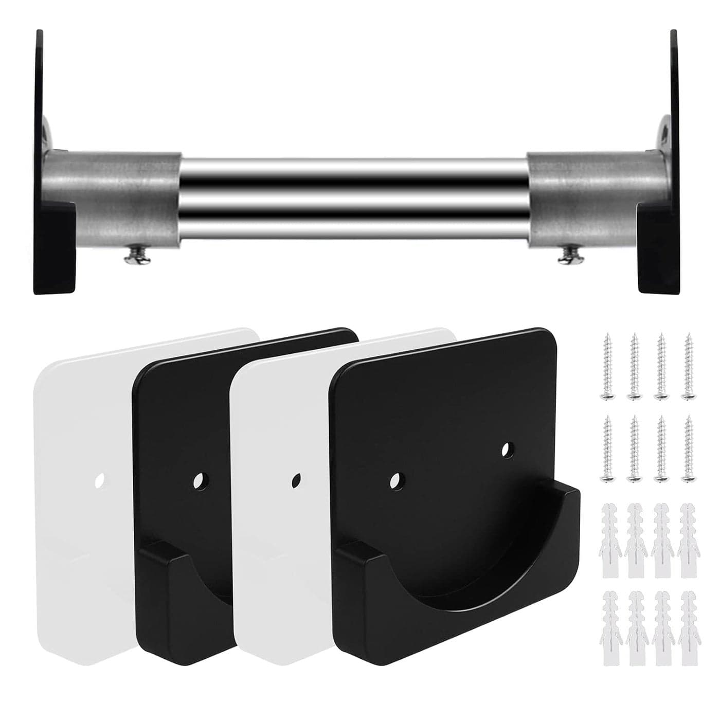 4 Pieces Shower Curtain Rod Mount Holder for Wall Adhesive Shower Rod Tension Retainer Universal Wall Sticker Fixing Frame for Shower Curtain Rod