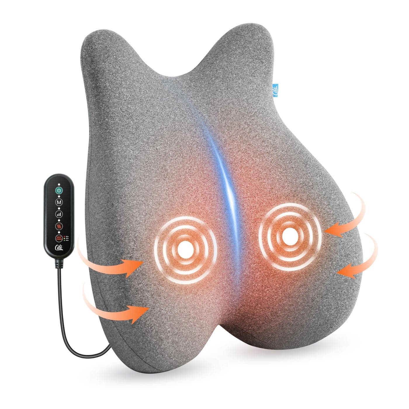 CILI Heated Lumbar Support Pillow for Office Chair Ergonomic Back Support Cushion with Vibration Memory Foam Chair Back Massager Gifts for MomDad
