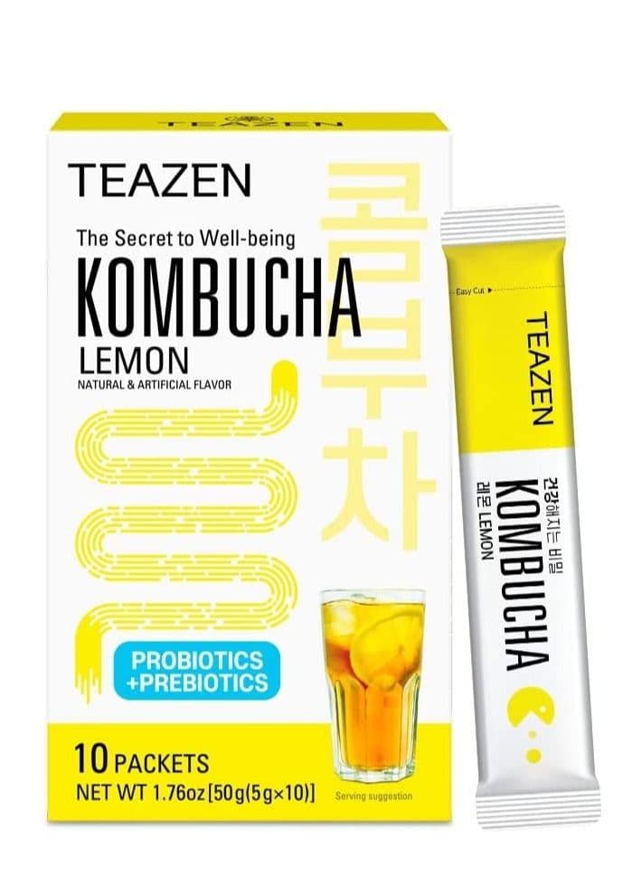 Teazen Kombucha Lemon Probiotics 10 Sticks